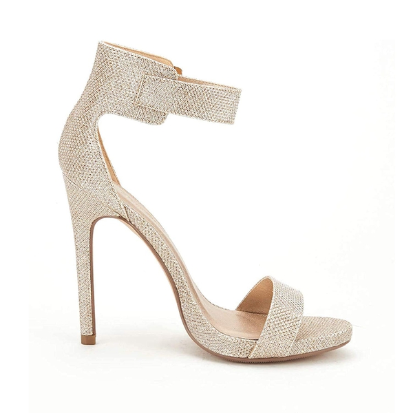Fashion Pump Heel Sandals - GOLD GLITTER - 1